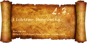 Lichtner Henrietta névjegykártya